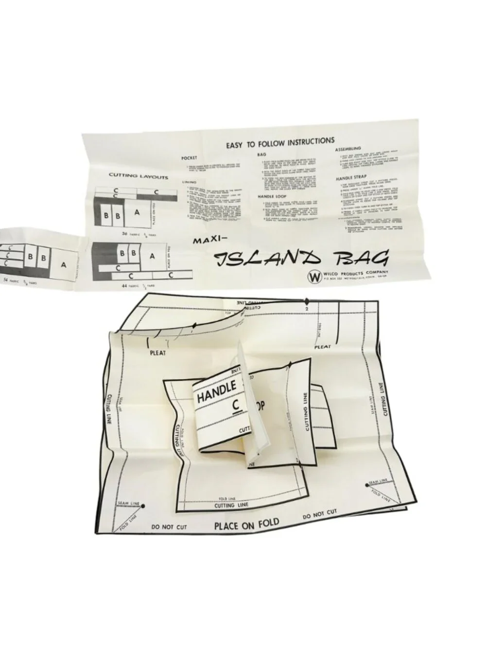 Vtg Maxi Island Bag Walnut Handles X2 With Pattern and Instructions Original Box